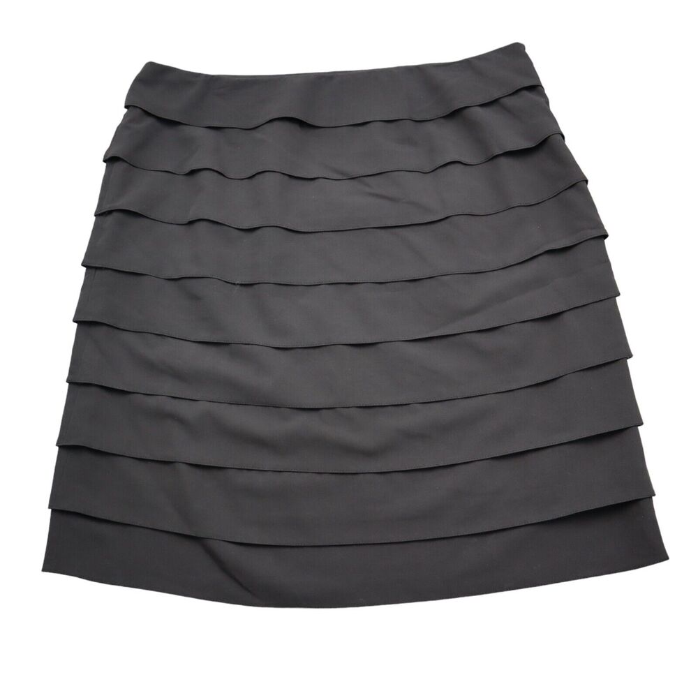 Larry Levine Skirt Womens 16 Black Straight Pencil Stretch Layered Knee Length